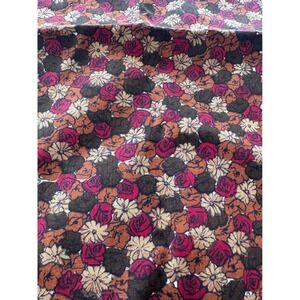 Vintage Floral Print Cotton Fabric Square Red Pink Brown fabric piece